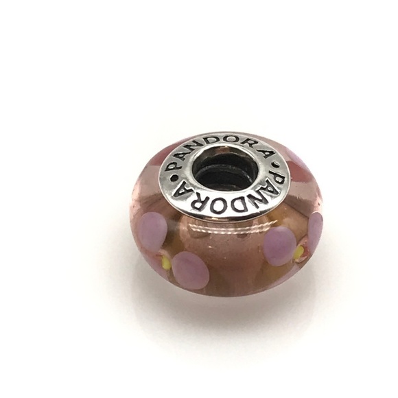 Pandora Pink Floral Murano Glass Charm - Picture 1 of 4